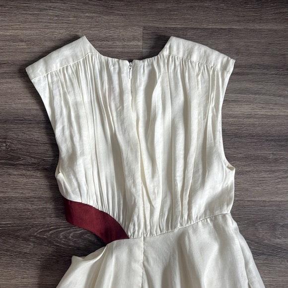 Aje Dress Ivory and Mahogany Asymmetrical Reflection Cut out hi lo Size 10 - Picture 12 of 12